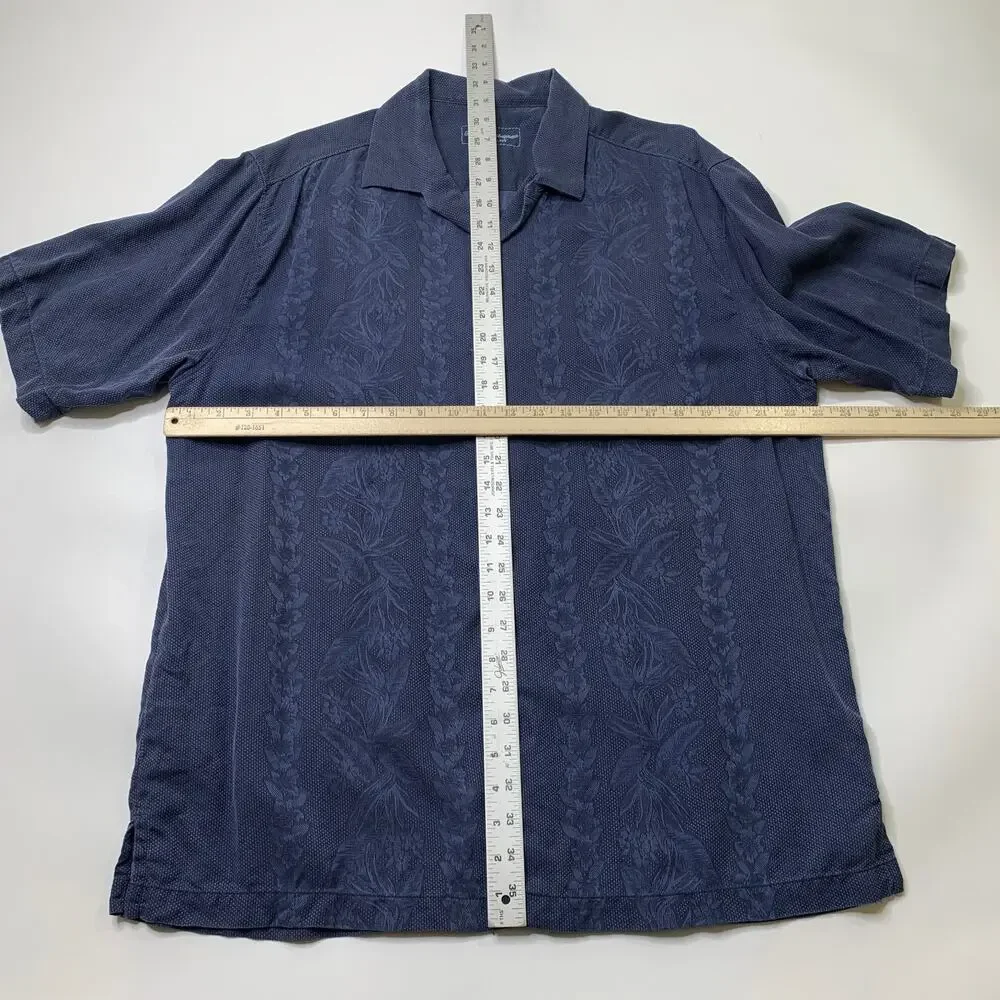 Tommy Bahama Shirt Mens L Large Lei Riviera Silk Original Fit Tropical Jacquard